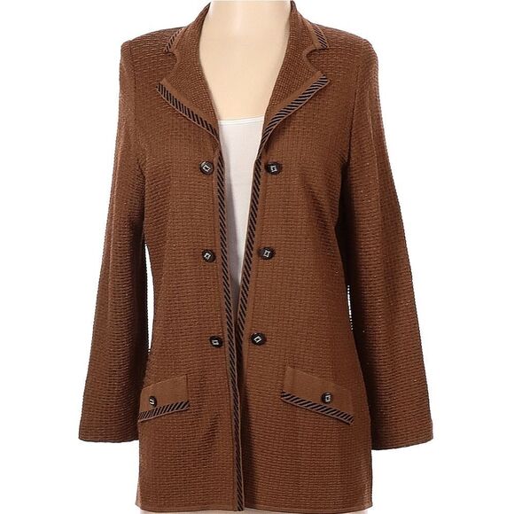 NWOT Misook Brown Jacket Blazer Collared and Buttoned in Size Small - Picture 1 of 5